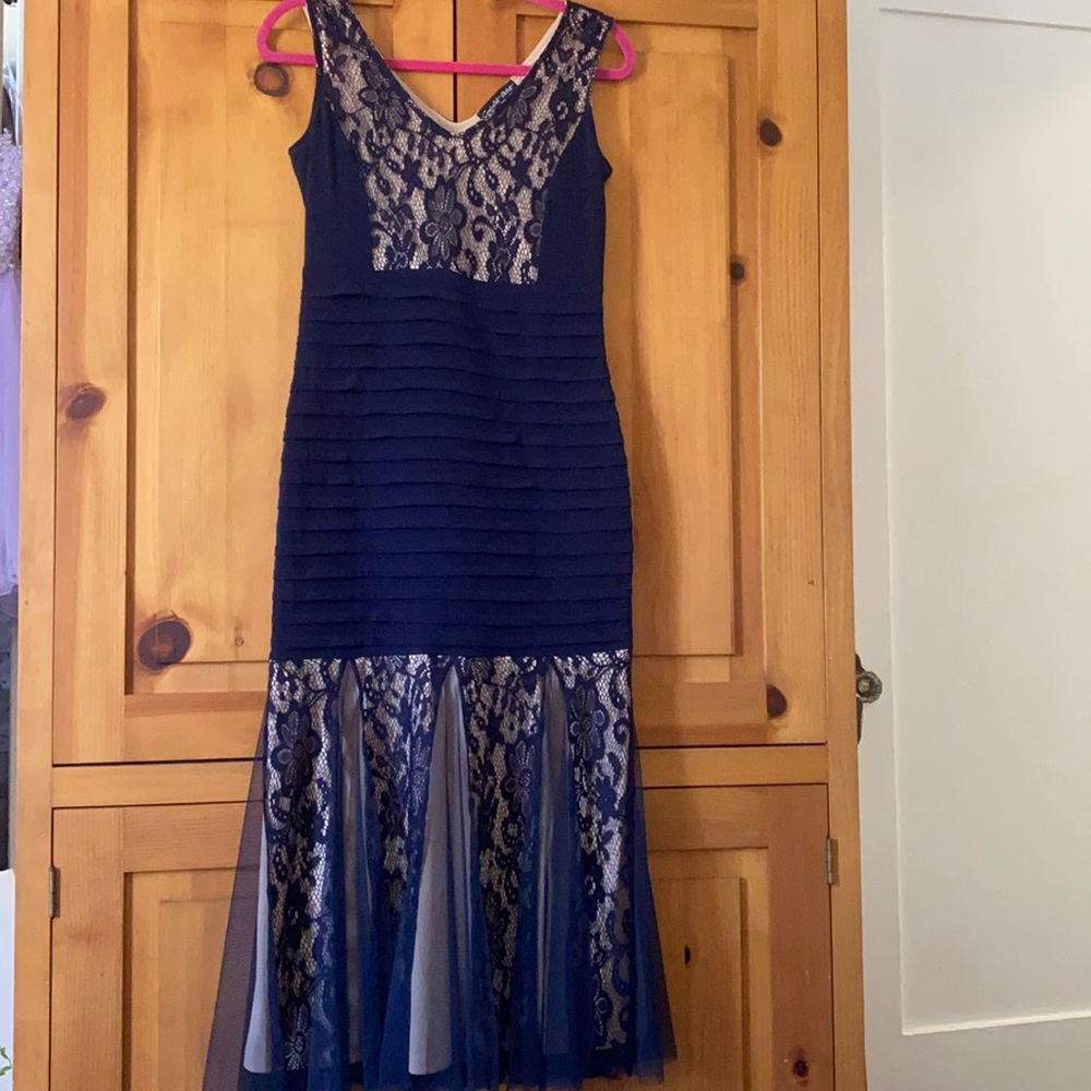 Long Navy Blue Cocktail dress